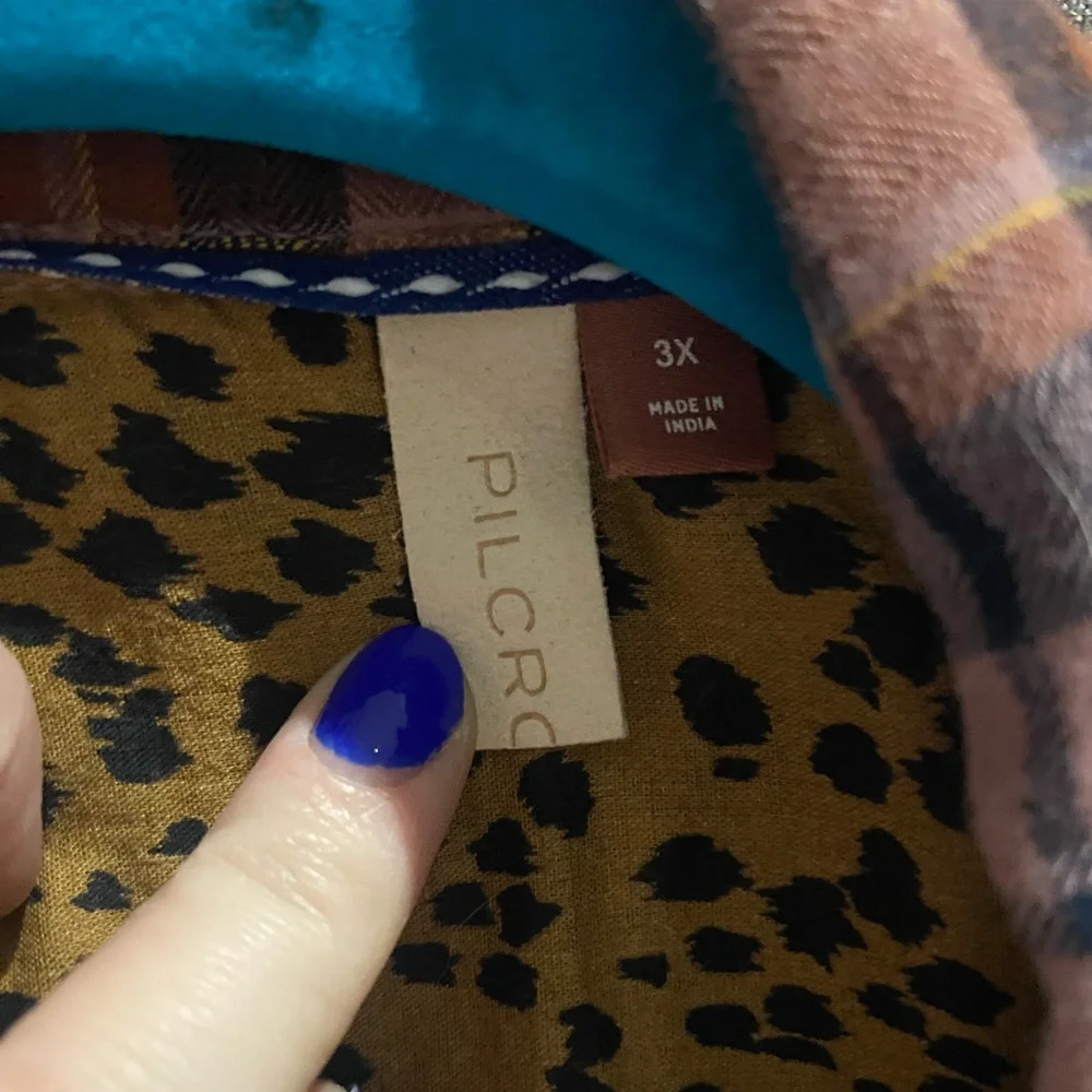 Pilcro Animal Print and Plaid Shirt - Picture 4 of 4